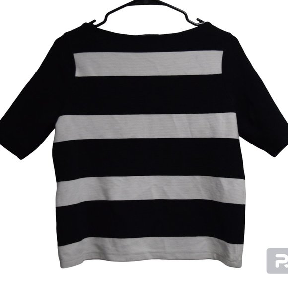 RALPH LAUREN Black And White Striped Spring/Summer Top. Size M - Picture 2 of 8